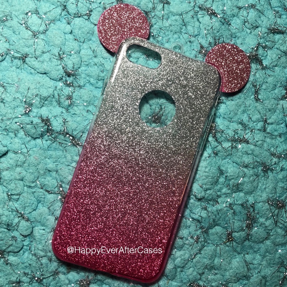 Disney inspired pink sparkly Mickey Mouse case